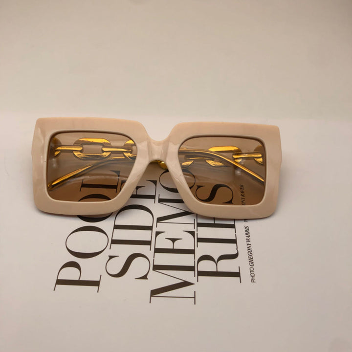 Women's Fashion Square Sunglasses with Chain Decoration Bowlift