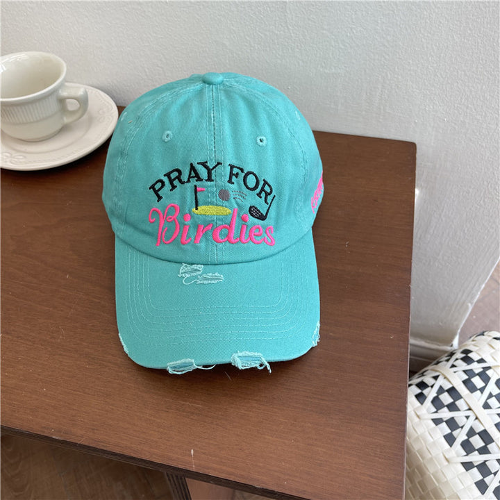 Women's Casual Distressed Embroidered Baseball Cap Bowlift