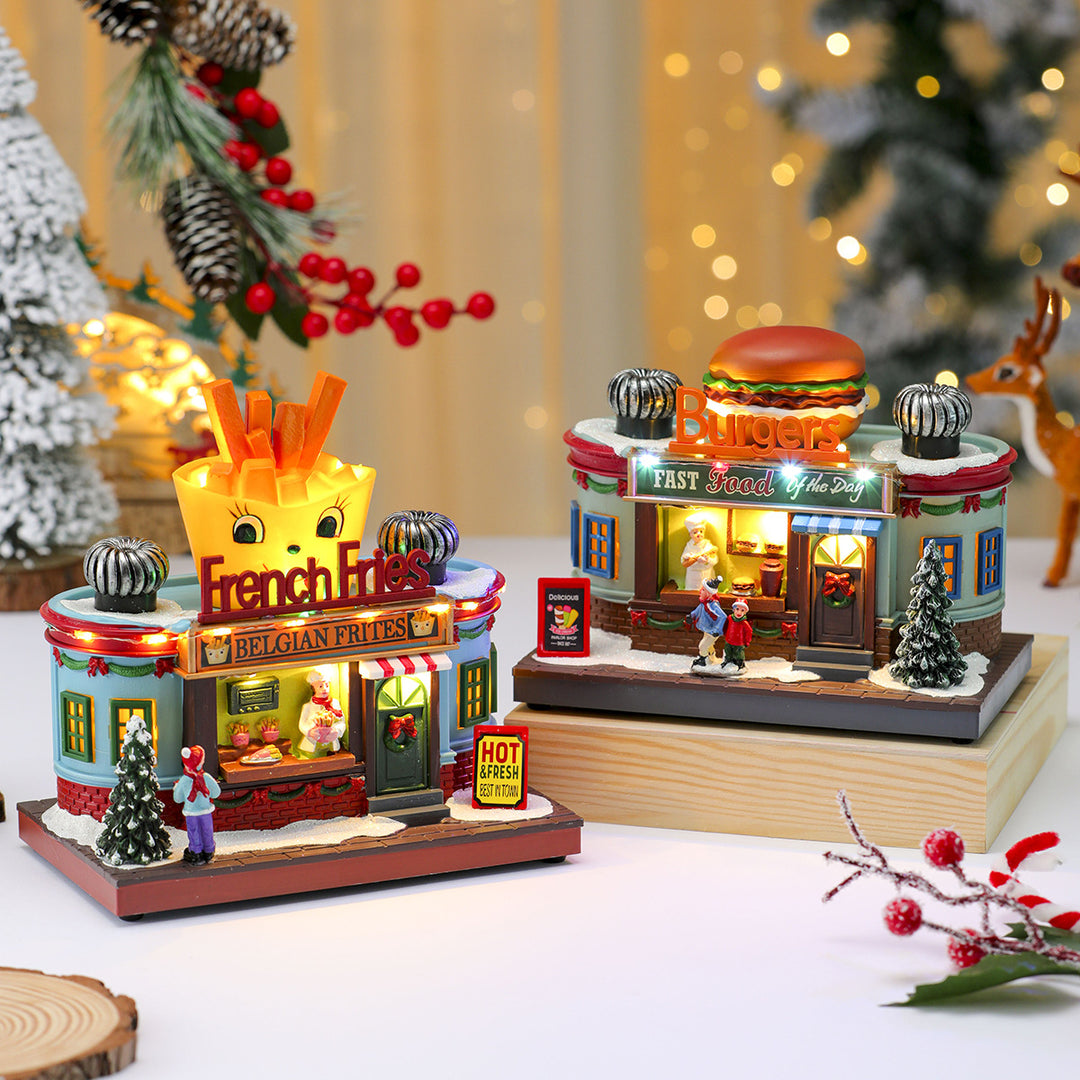 Decorative LED Ice Cream Shop Figurine Bowlift