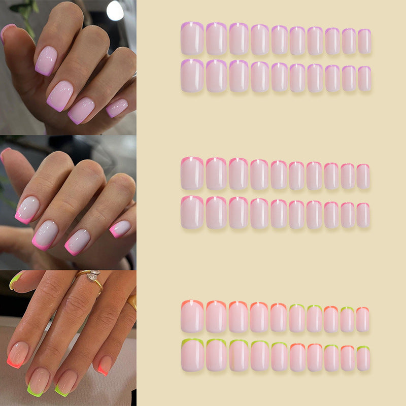 Vibrant Neon French Tip Press-On Nails Bowlift