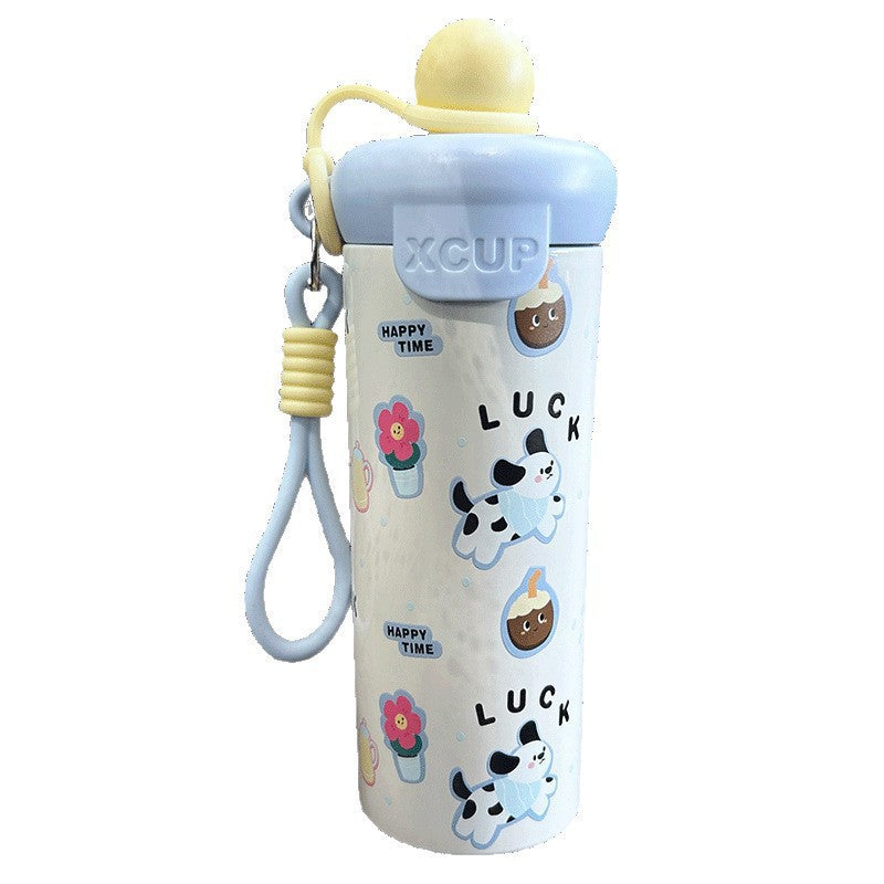 Insulated Stainless Steel Travel Water Bottle with Leakproof Flip Lid and Silicone Carry Strap Bowlift