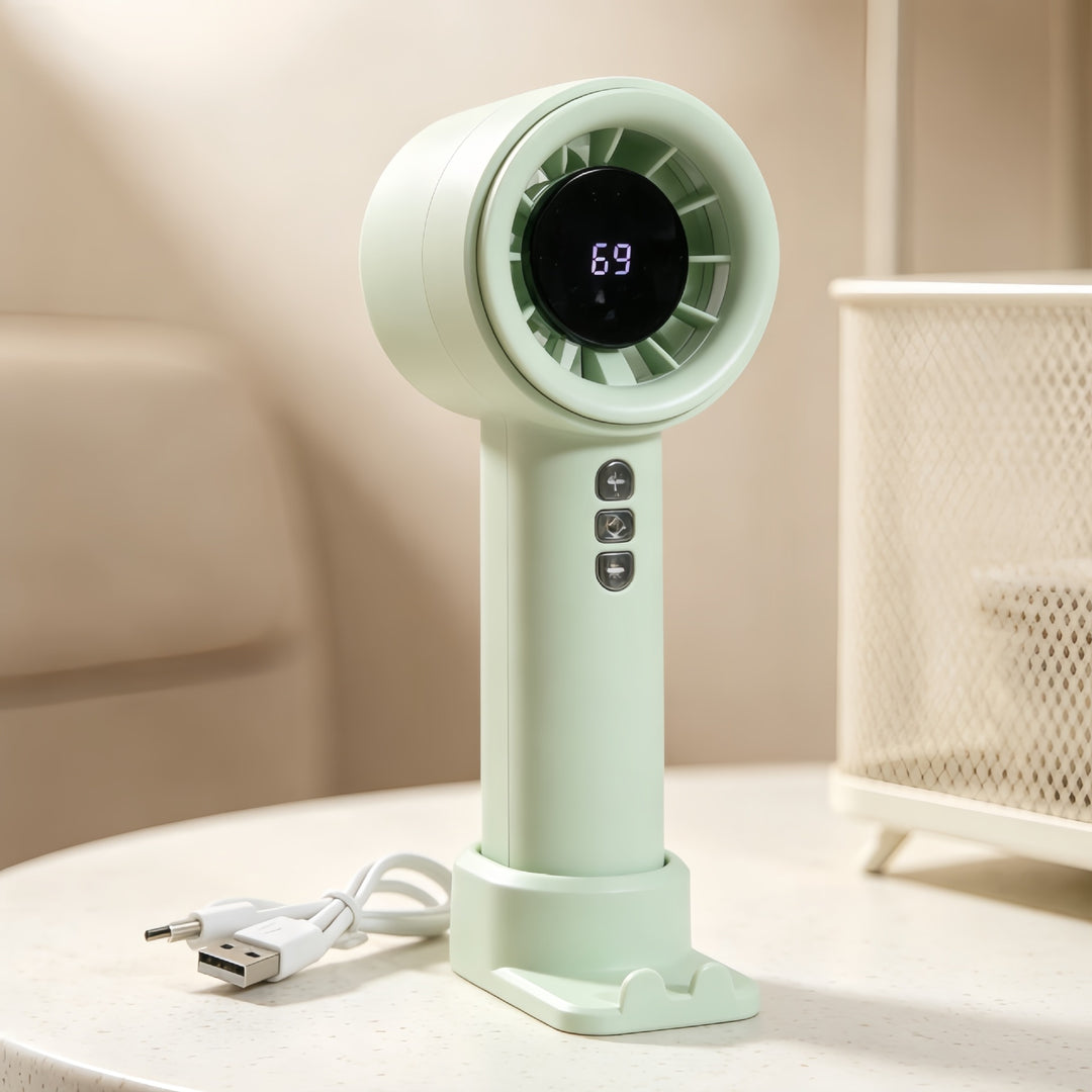 Women's portable high-speed fan with digital temperature display Bowlift