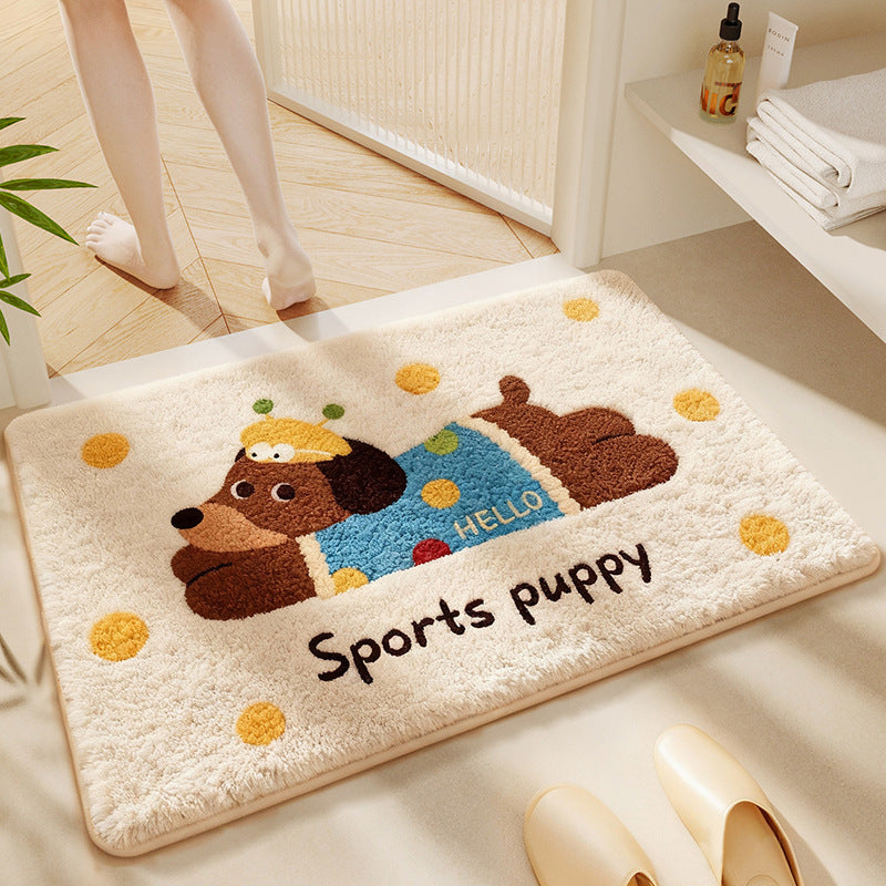 Cartoon Dog-themed Bath Rug Bowlift