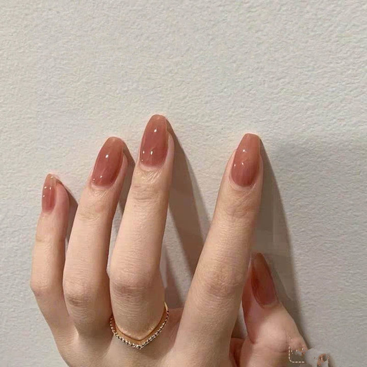 Glossy Almond-Shaped Press-On Nails Bowlift