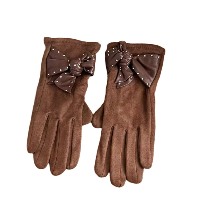 Elegant Bow-Embellished Touchscreen Gloves Bowlift