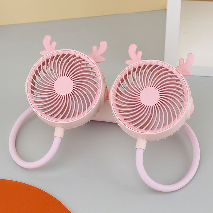 Women's Wearable Neck Fan with Dual Rotating Blades Bowlift