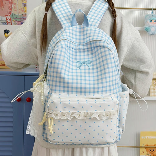 Playful Gingham and Polka Dot Backpack Bowlift