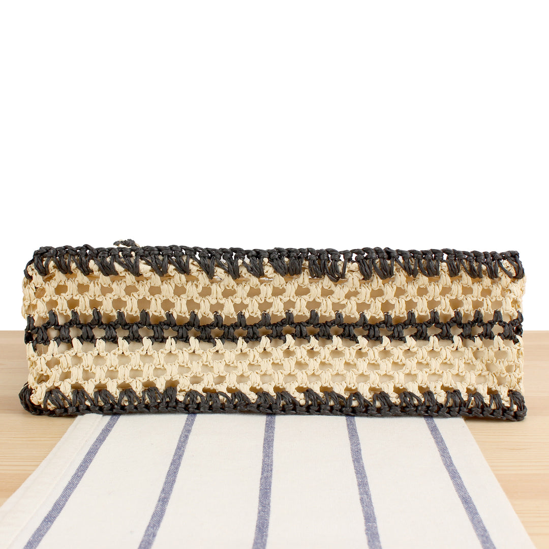 Handbag with Durable Woven Design and Elegant Leather Handles Bowlift