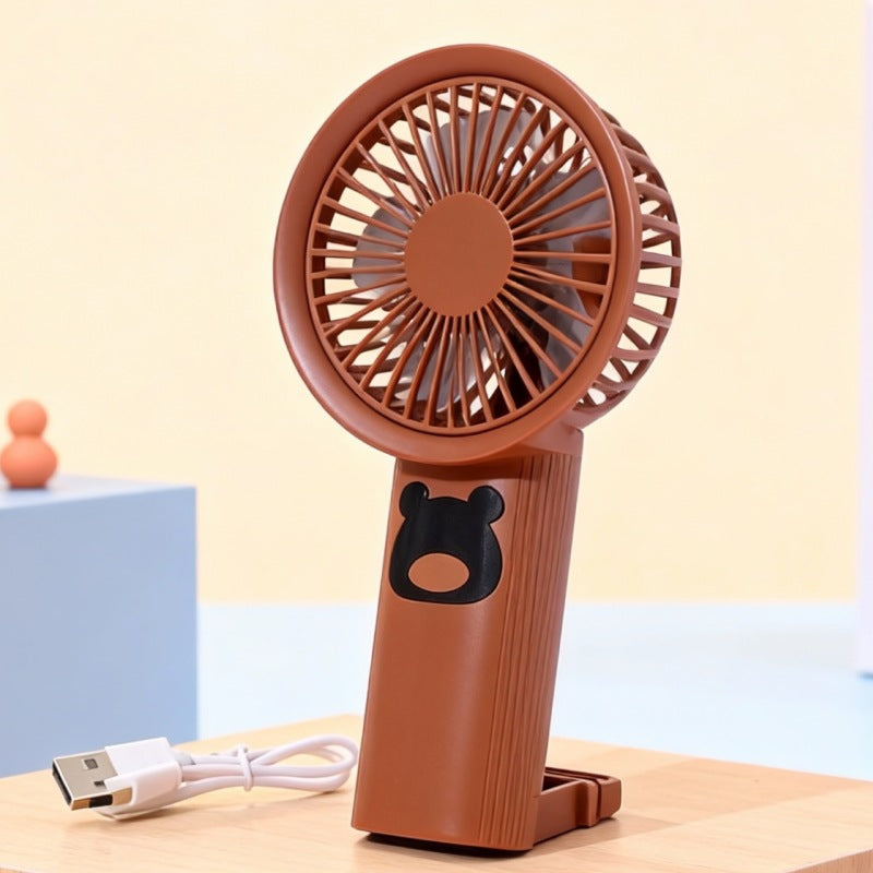 Women portable handheld fan with playful bear design Bowlift