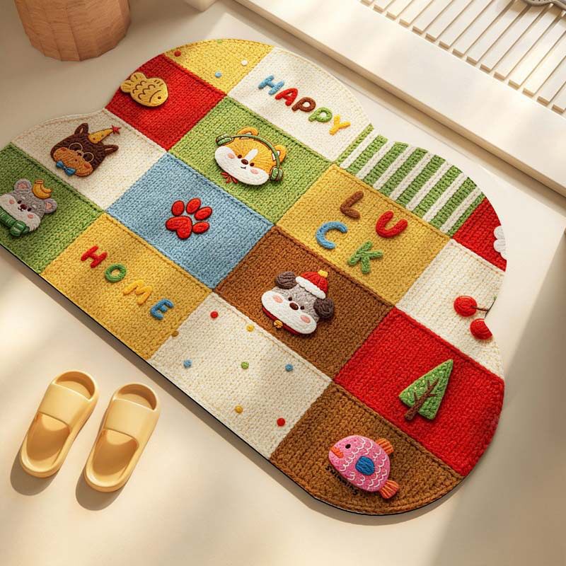 Decorative Flower-Themed Bath Mat