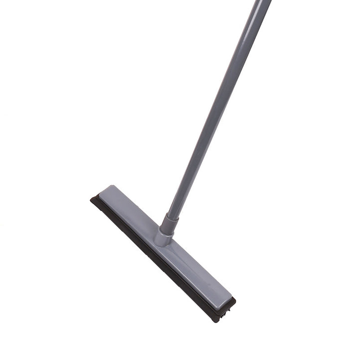 Heavy-Duty Rubber Floor Squeegee With Telescopic Handle And Angled Swivel Head