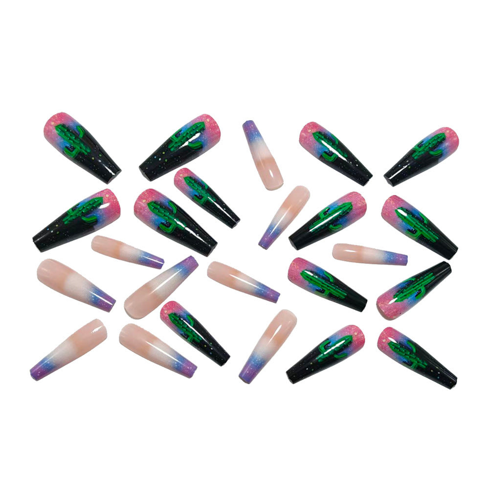 Artificial nails with 3D cactus design Bowlift