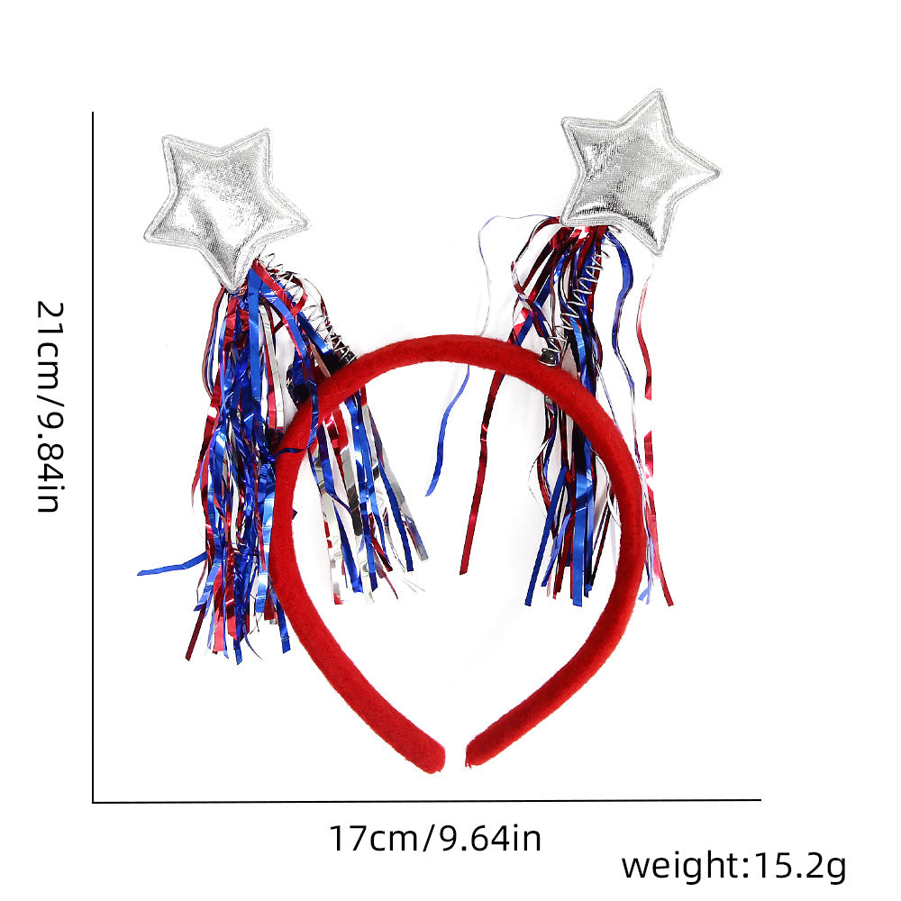 Unisex nan federnd Star Antennas Headband with multilayered ribbon fringes and padded headband Bowlift