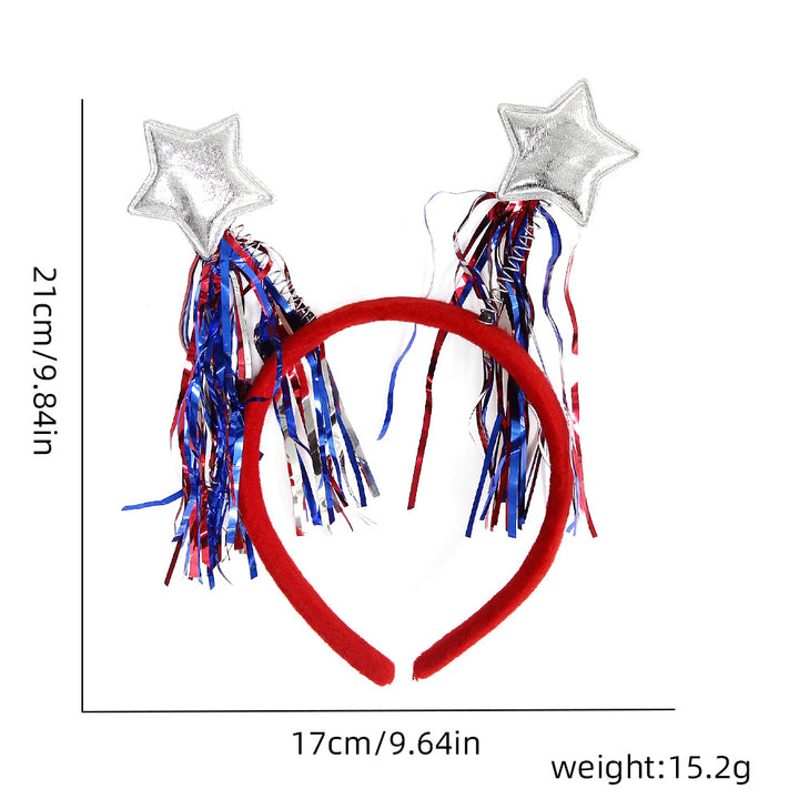 Unisex nan federnd Star Antennas Headband with multilayered ribbon fringes and padded headband Bowlift