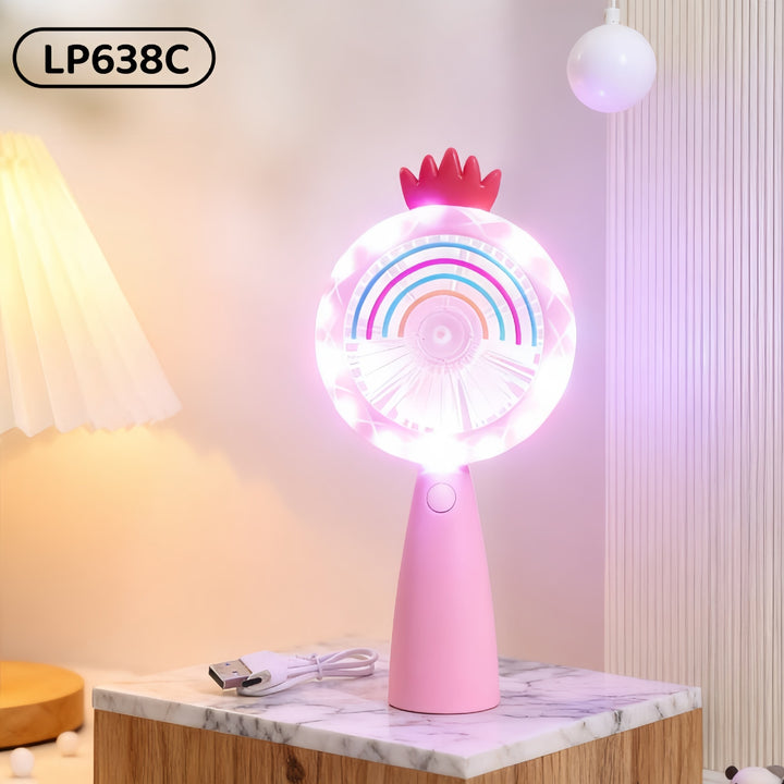 Ladies portable handheld fan with LED lighting and flexible design Bowlift