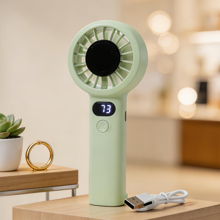 Portable Mini Handheld Fan with Digital Speed Display Bowlift