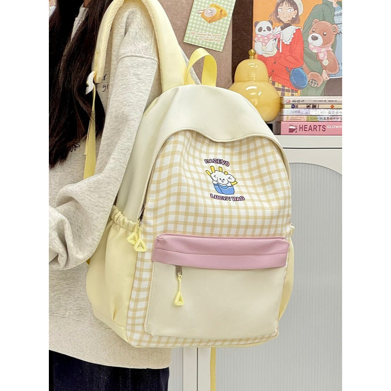 Casual Checkered Backpack Bowlift