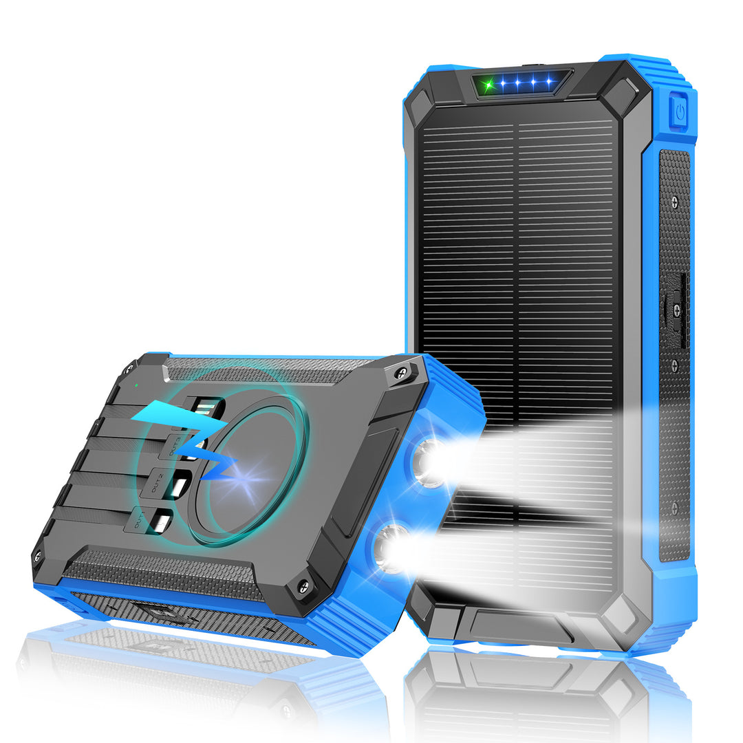 High-performance solar power bank with double LED light and fast charging function Bowlift