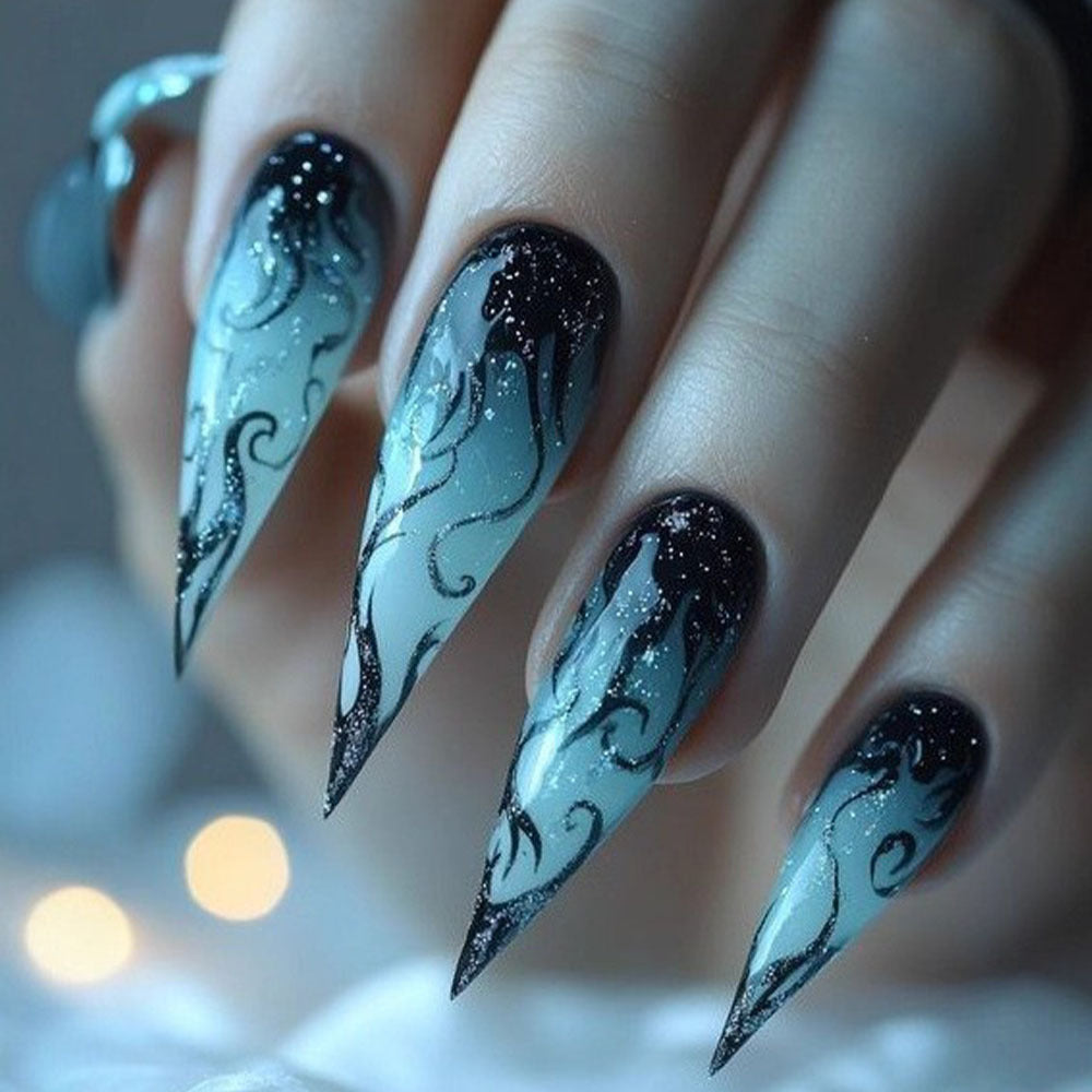 Artificial nails with glamorous tip design Bowlift