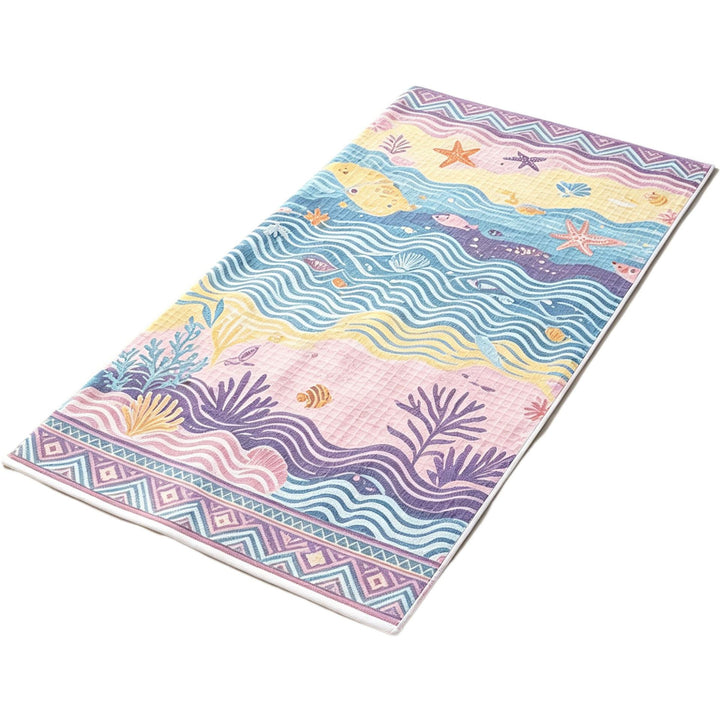 Beach towel with tropical pattern and high-quality waffle texture Bowlift
