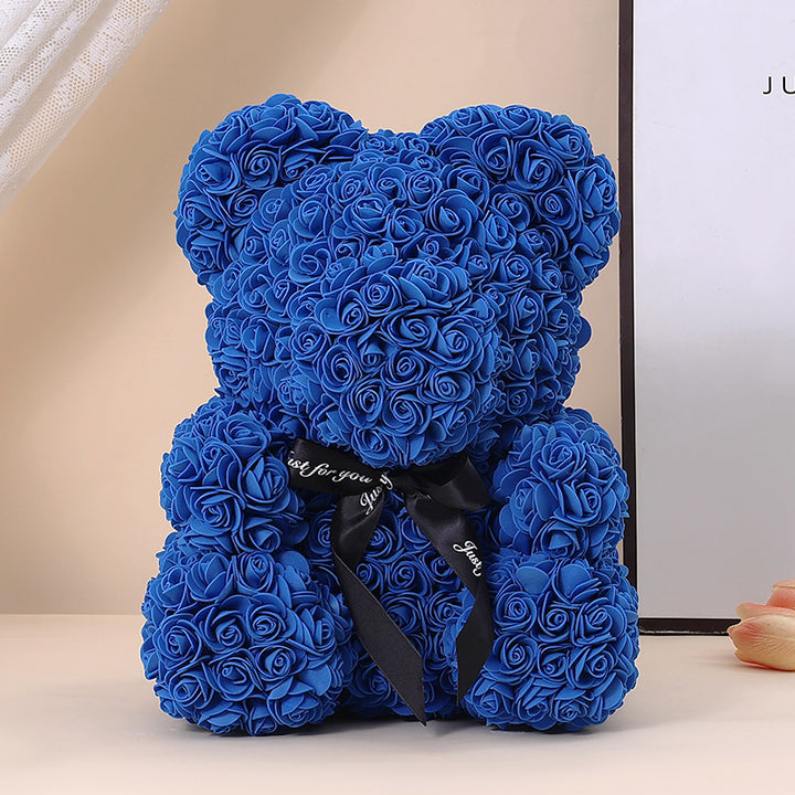 Handcrafted Rose-Foam Teddy Bear Gift Sculpture With Heart Accent