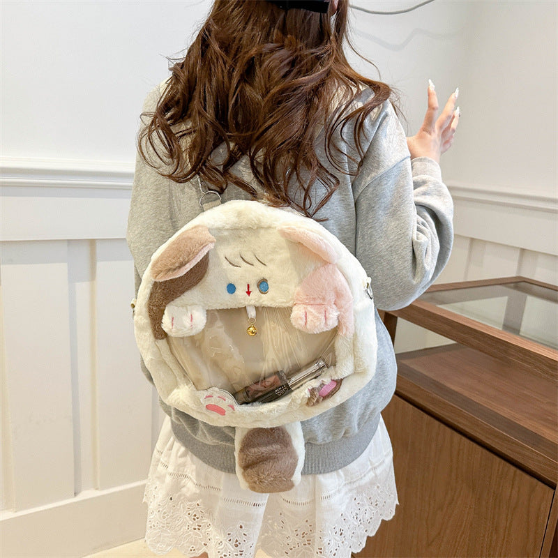 Plush handbag with transparent window Bowlift
