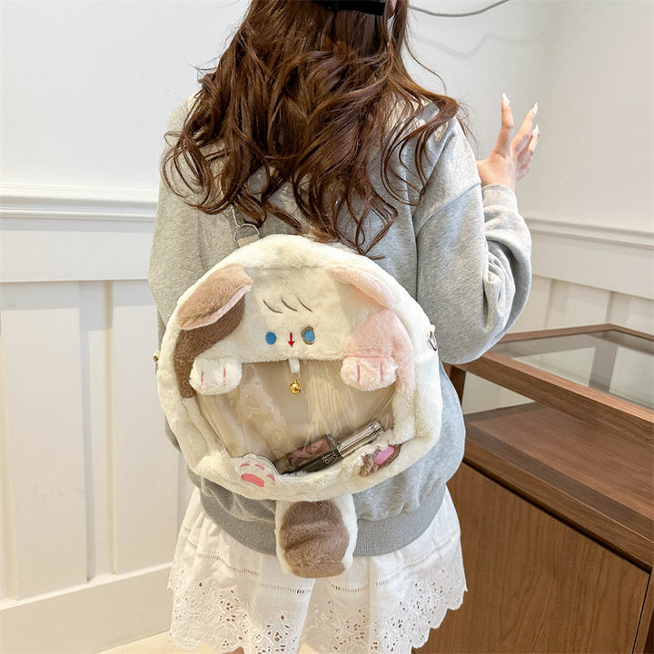 Plush handbag with transparent window Bowlift