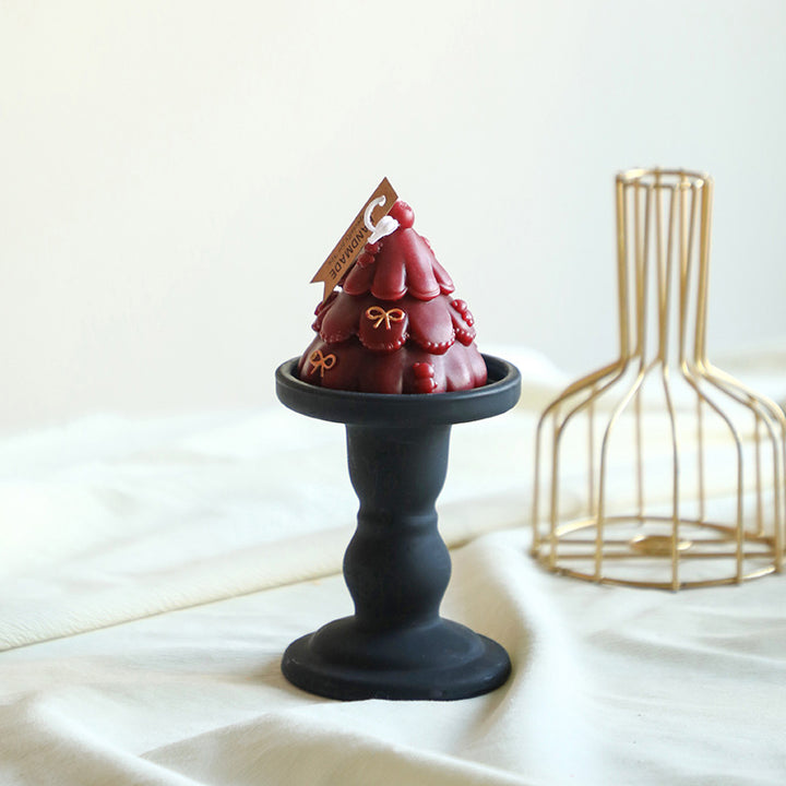 Ribbed Stacked Sphere Decorative Scented Pillar Candle With Long Cotton Wick