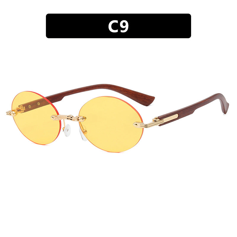 Women's round sunglasses with elegant wooden frame and UV protection Bowlift