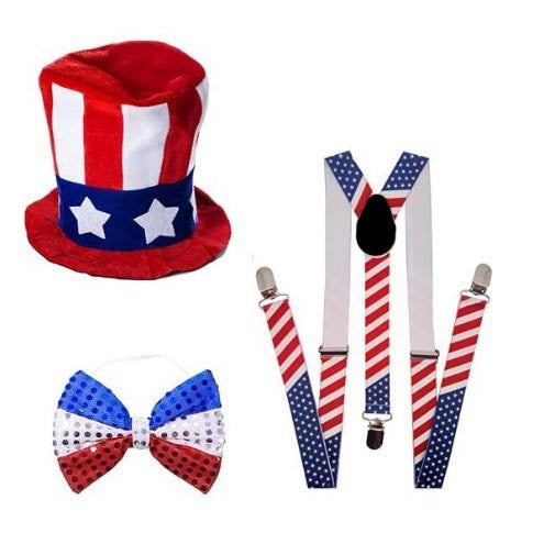 Independence Day metallic parade-style bead necklace set with breakaway clasp Bowlift