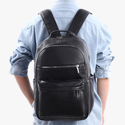 Sleek Textured Leather Backpack Bowlift
