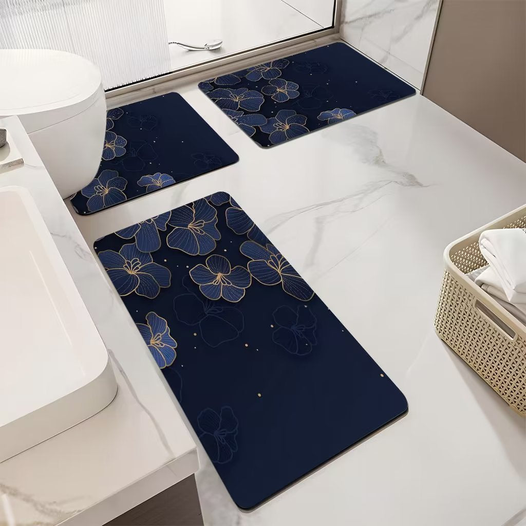 Luxurious Marble Pattern Bath Mat Set Bowlift