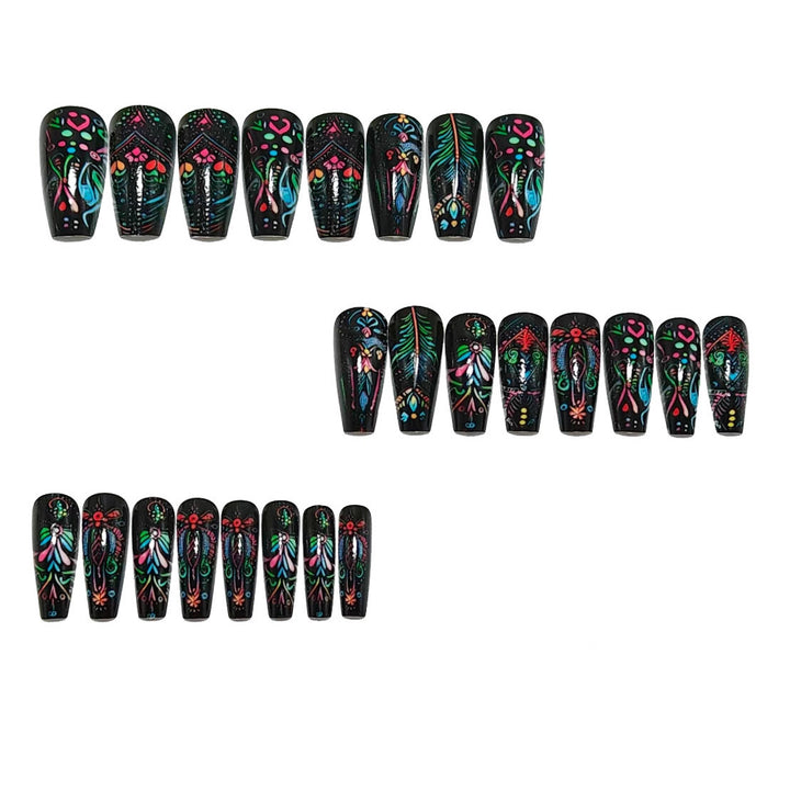 Art nails with delicate floral design and vibrant color plays Bowlift