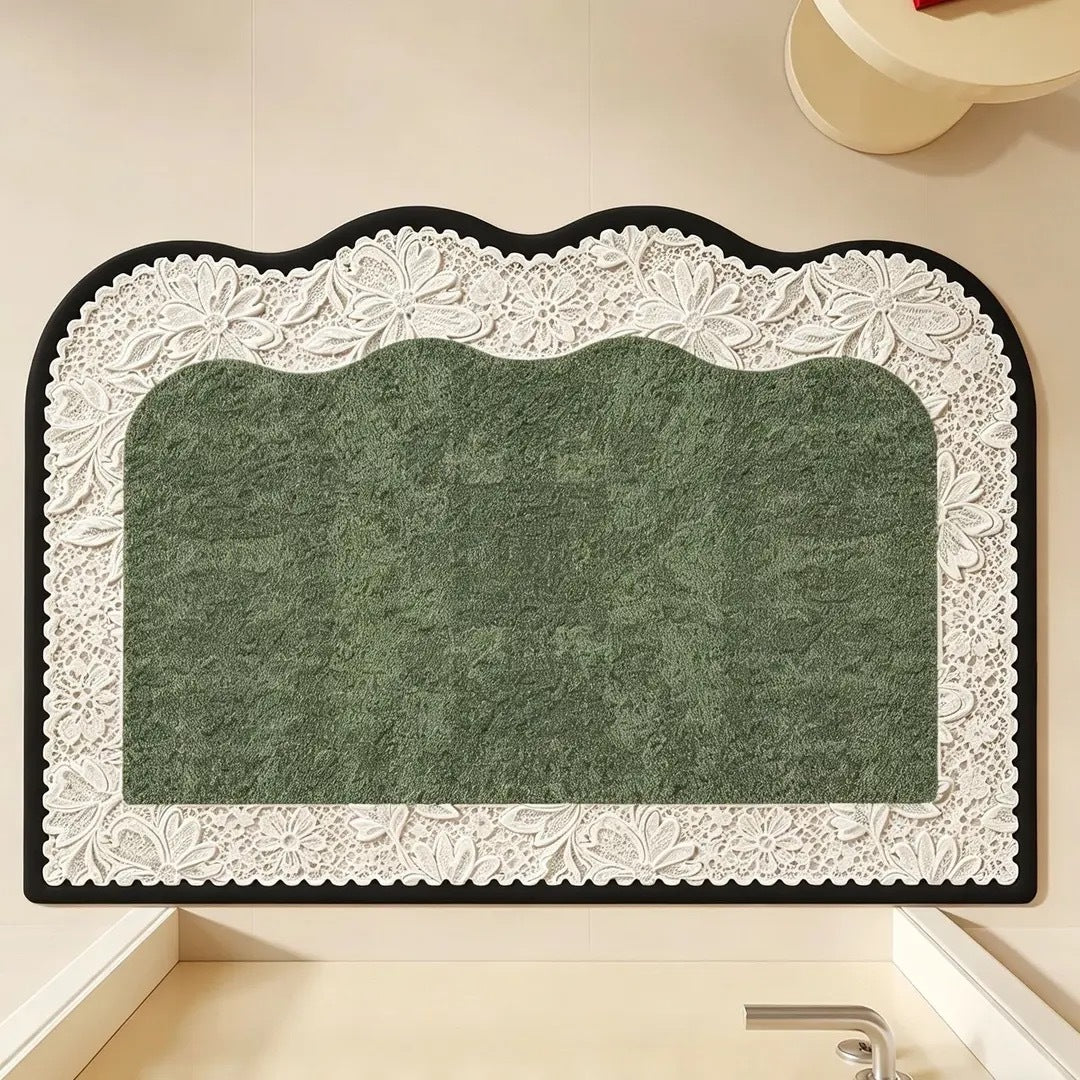 Lace-Trimmed Bath Mat Bowlift