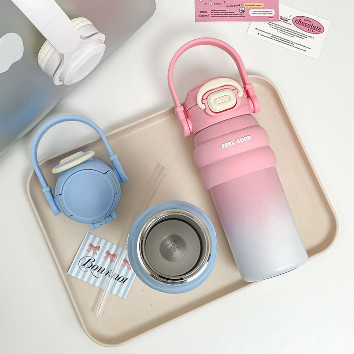 Insulated drinking bottle with innovative closure mechanism Bowlift