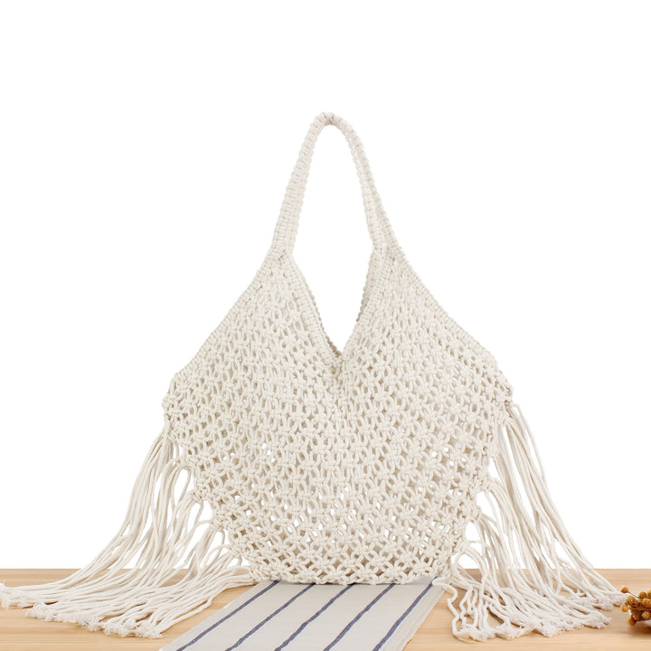 Hand-knotted tote bag with fringes Bowlift
