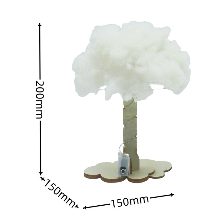 Handmade cloud LED night lamp with wooden base and cotton shade Bowlift