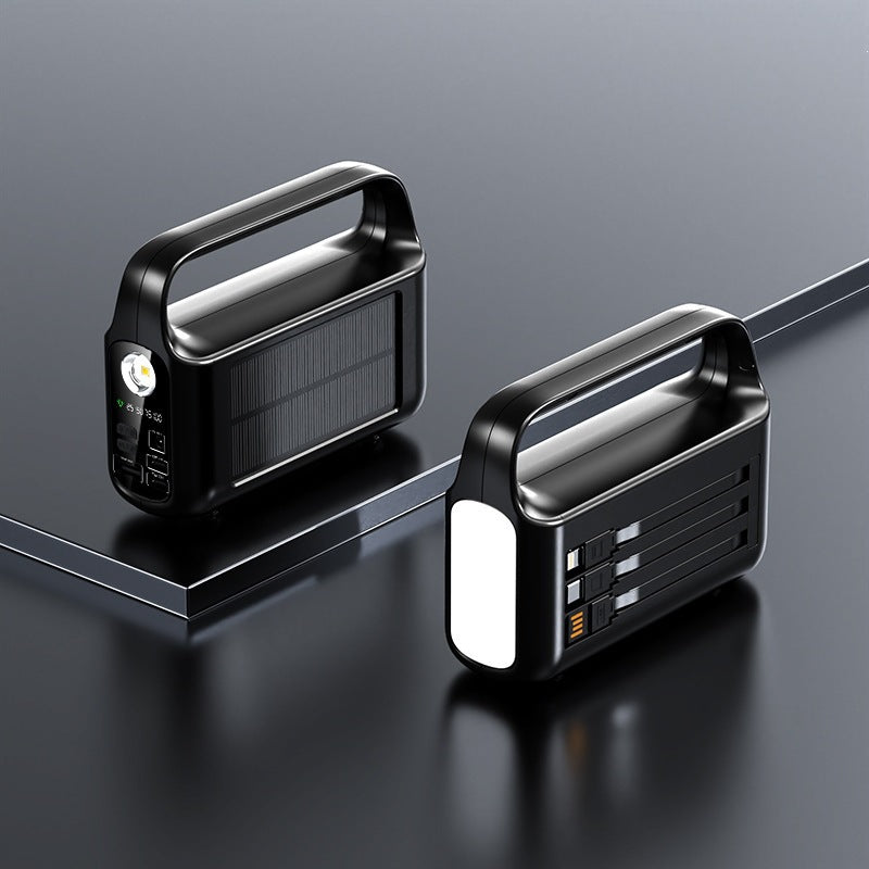 Portable solar power bank with integrated LED display and ergonomic carrying handle Bowlift