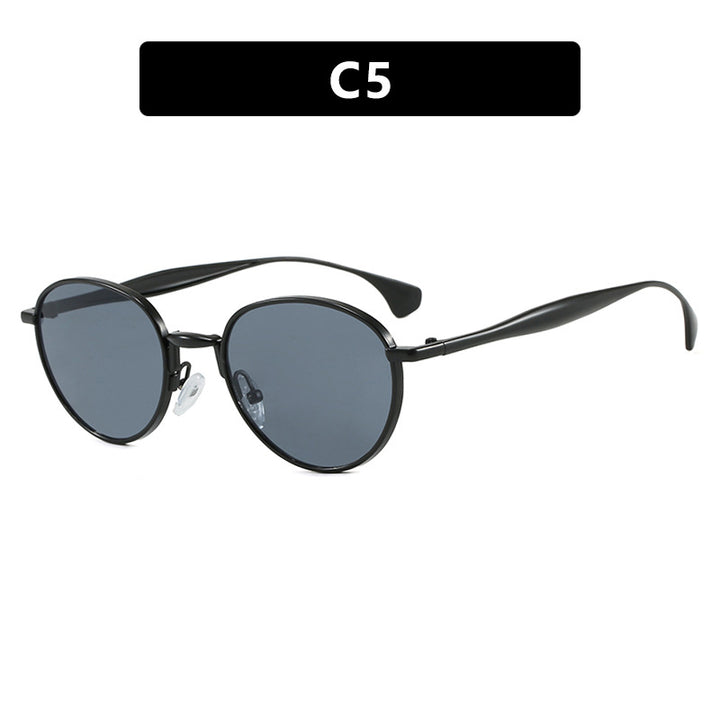 Women's round sunglasses with elegant metal frame and UV protection Bowlift
