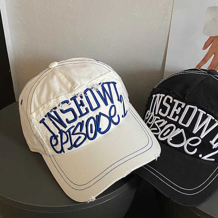 Women's Distressed Artistic Embroidered Cap Bowlift