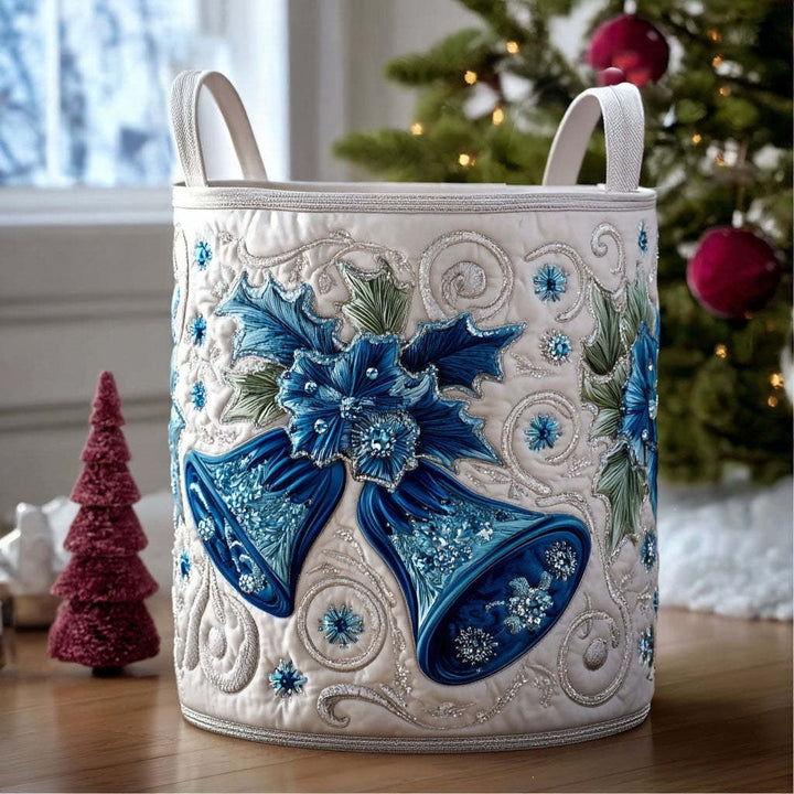 Quilted Decorative Laundry Storage Basket With Rope Handles Collapsible Fabric Organizer