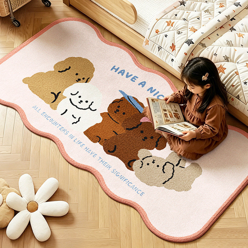 Children's Playful Animal Design Area Rug Bowlift