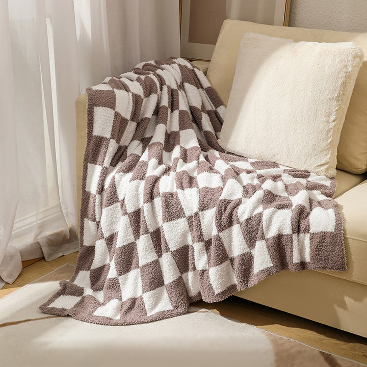 Soft Plush Checkerboard Throw Blanket Bowlift