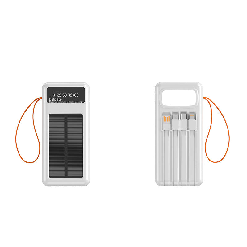 Solar Powerbank with Integrated Charging Cables and Digital Display Bowlift