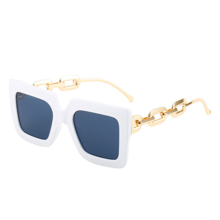 Women's Fashion Square Sunglasses with Chain Decoration Bowlift
