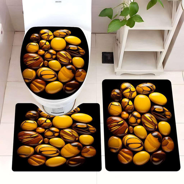 Decorative Pebble Bathroom Mat Set Bowlift