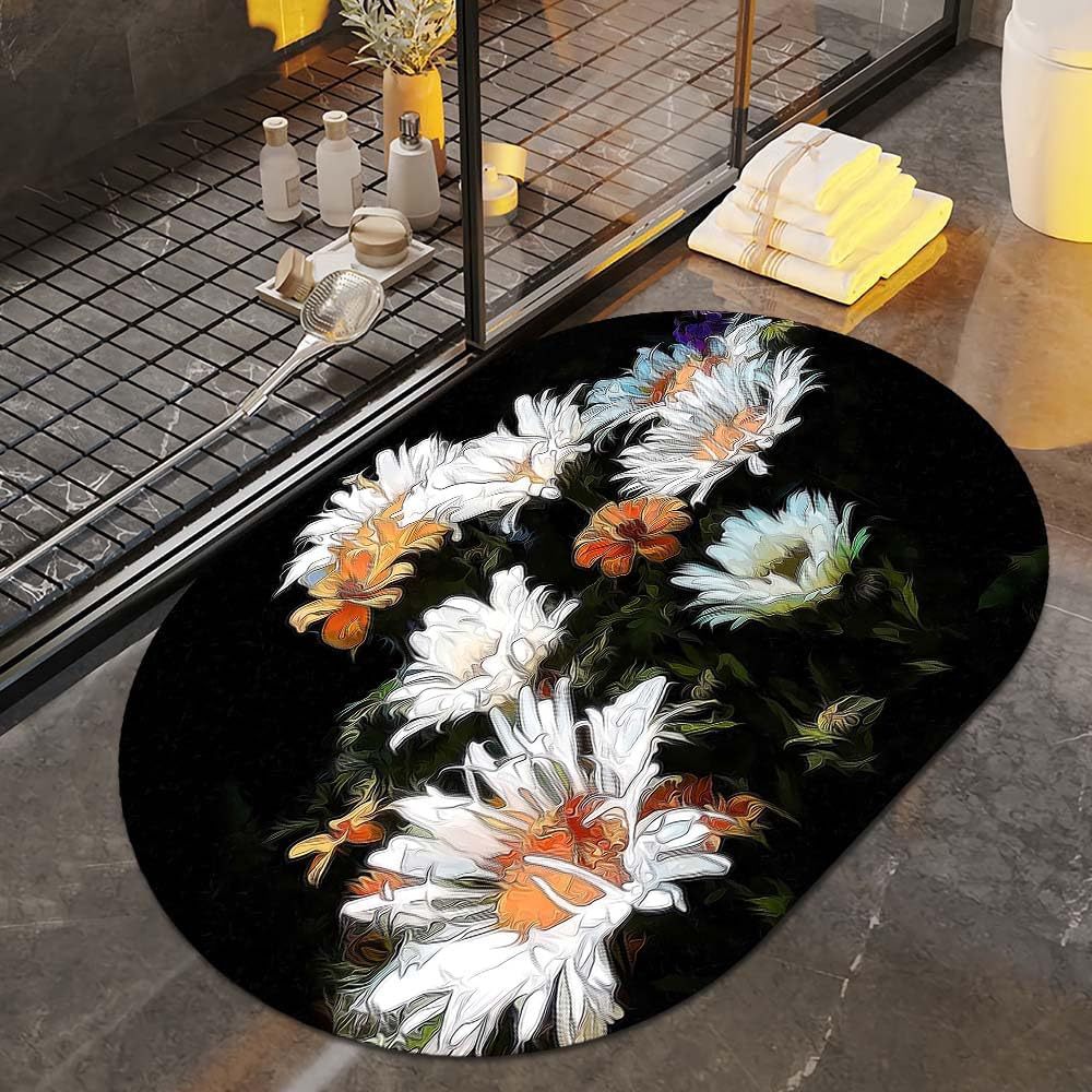 Floral Art Bath Rug Bowlift
