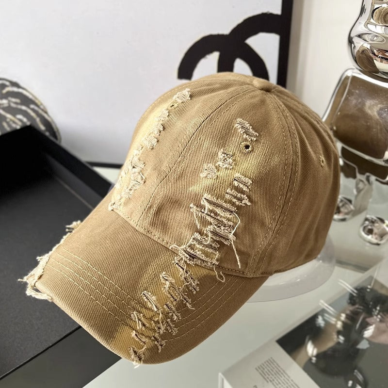 Unisex Distressed Denim Cap Bowlift