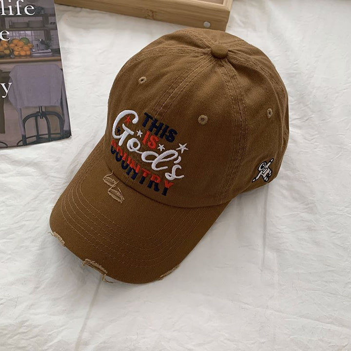 Men's Distressed Embroidered Baseball Cap Bowlift