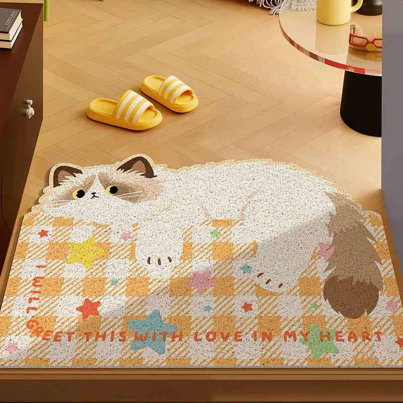 Playful Cat-Shaped Welcome Mat